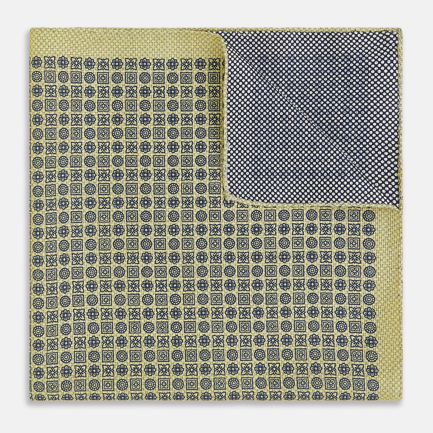 View 4 of product Rosette Yellow Pocket Square in Silk
