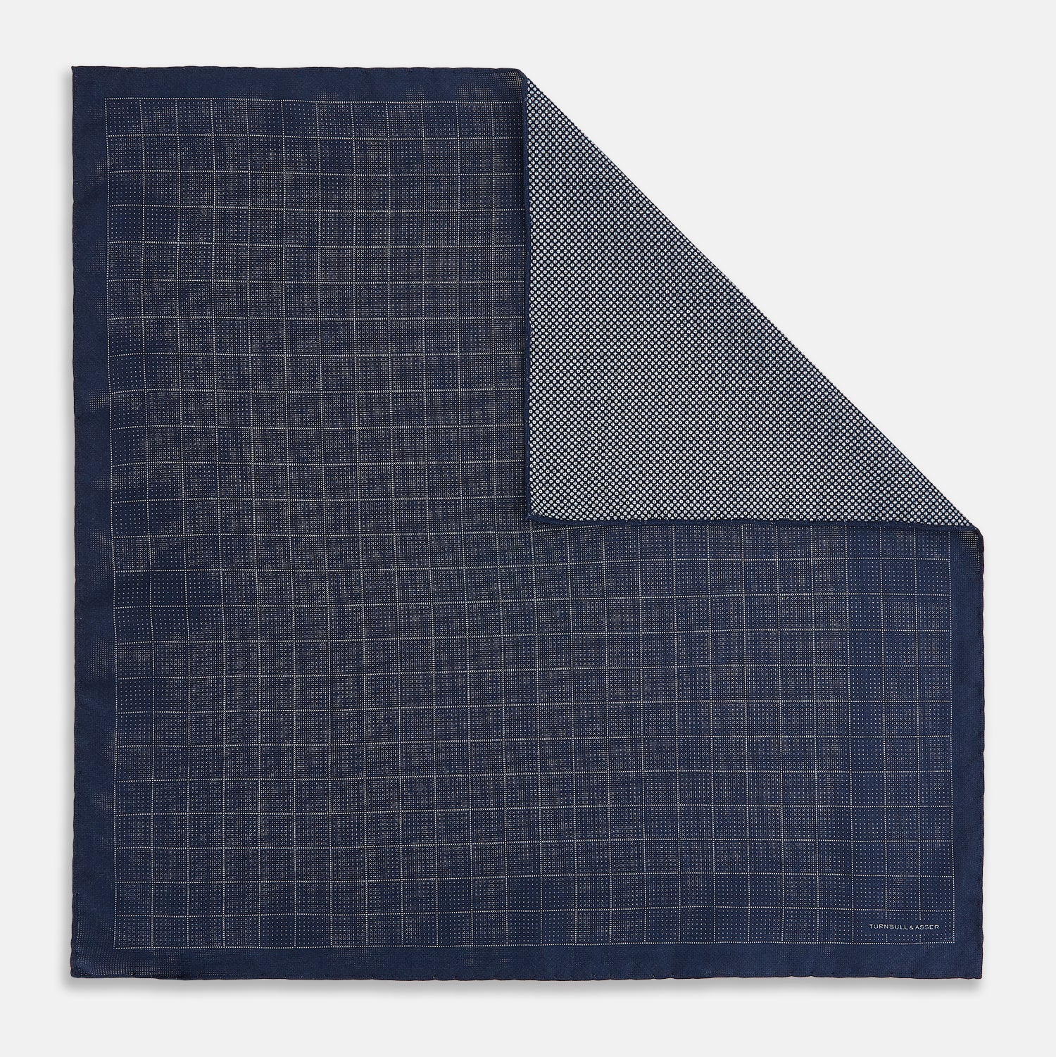 View 1 of product Checked Blue Pocket Square in Silk