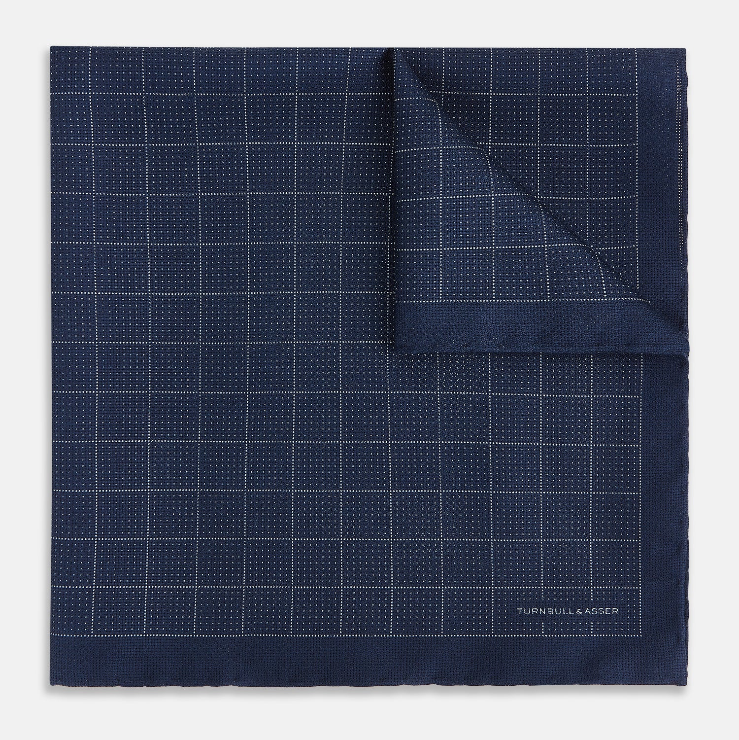 View 2 of product Checked Blue Pocket Square in Silk