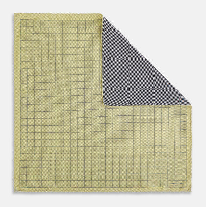 Checked Yellow Pocket Square in Silk Image 2