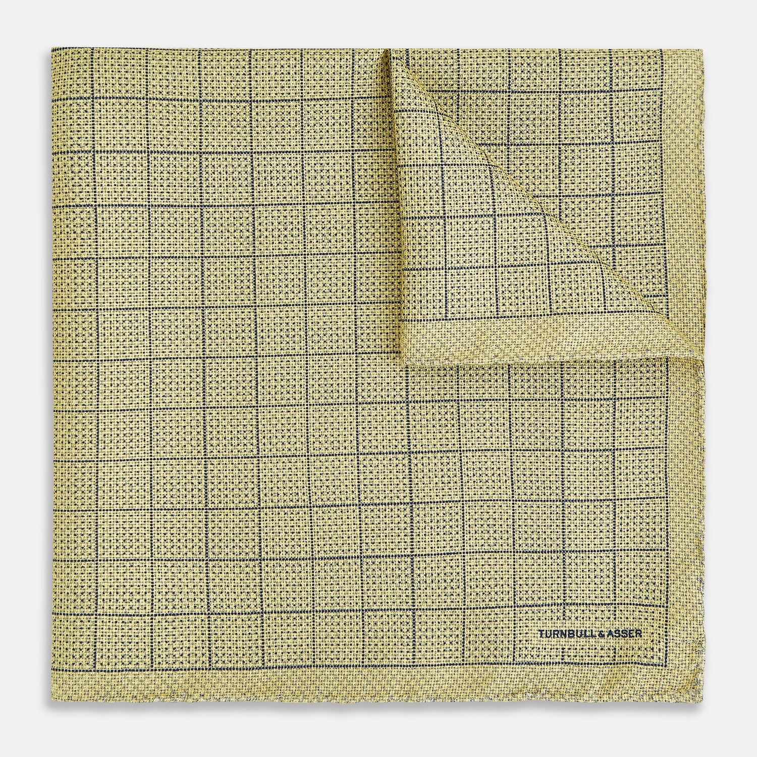 View 2 of product Checked Yellow Pocket Square in Silk