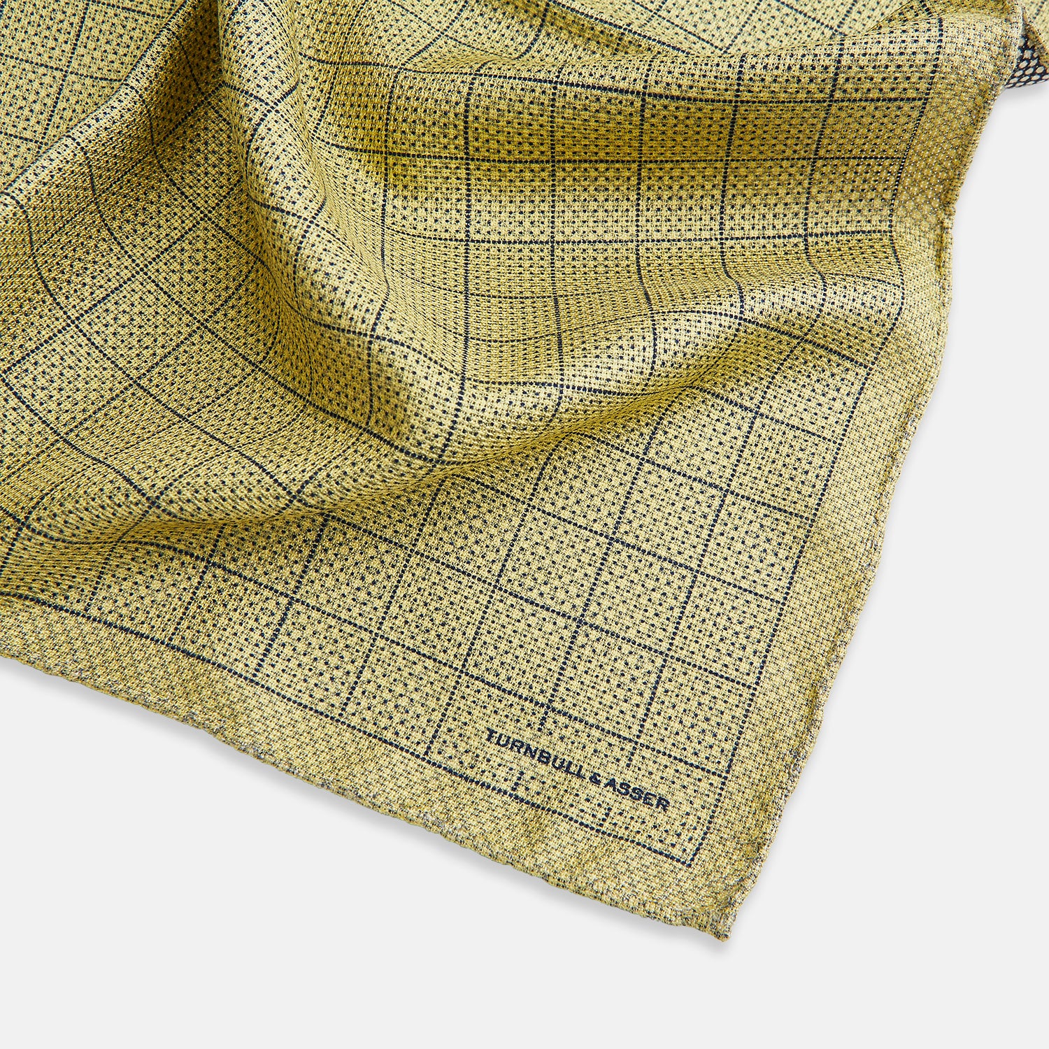 View 3 of product Checked Yellow Pocket Square in Silk