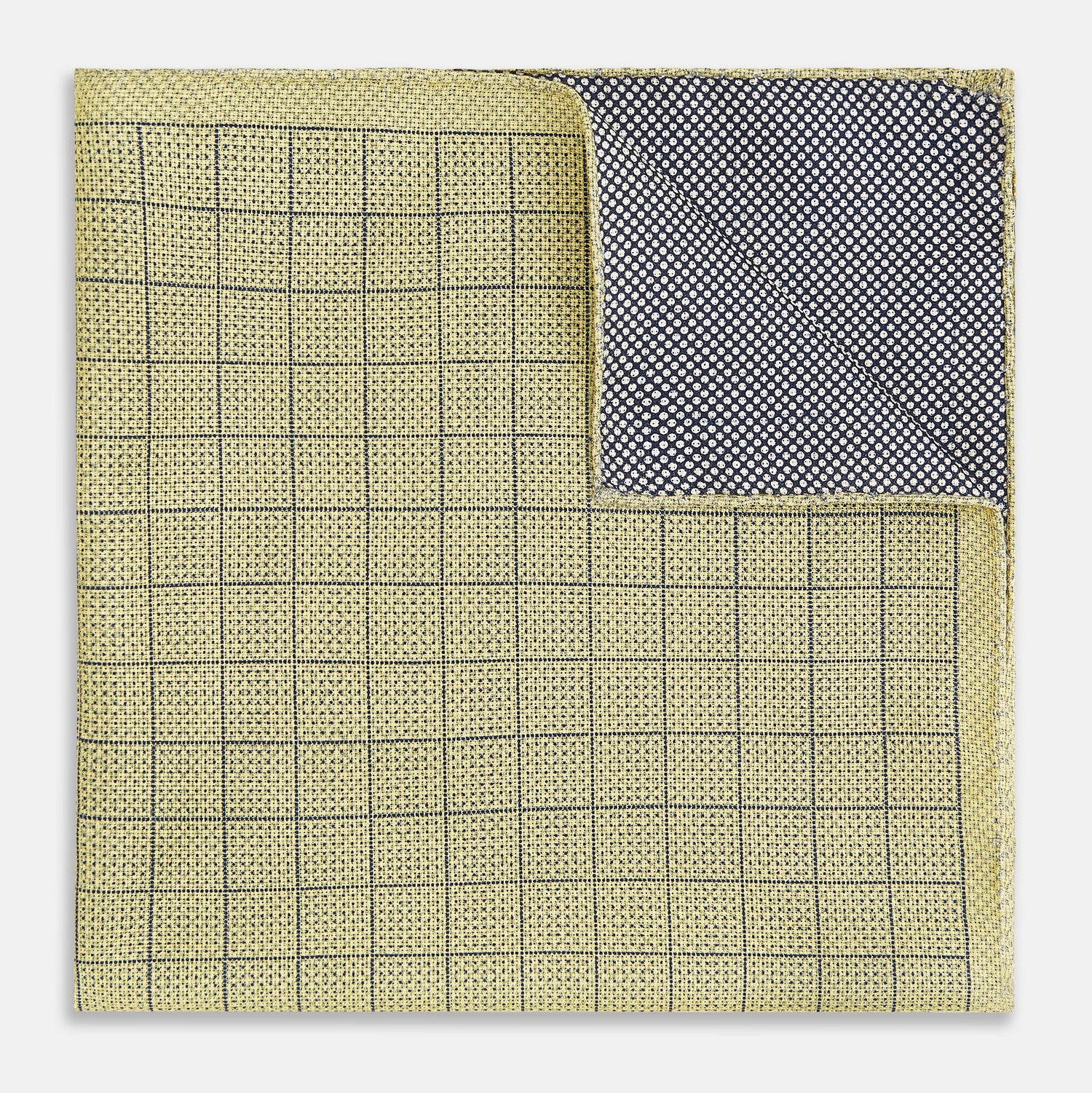 View 4 of product Checked Yellow Pocket Square in Silk