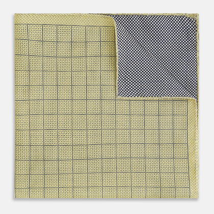 Checked Yellow Pocket Square in Silk Image 3