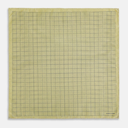 Checked Yellow Pocket Square in Silk Image 4