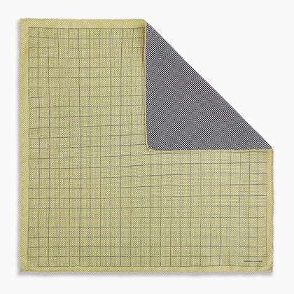 Checked Yellow Pocket Square in Silk Image 6