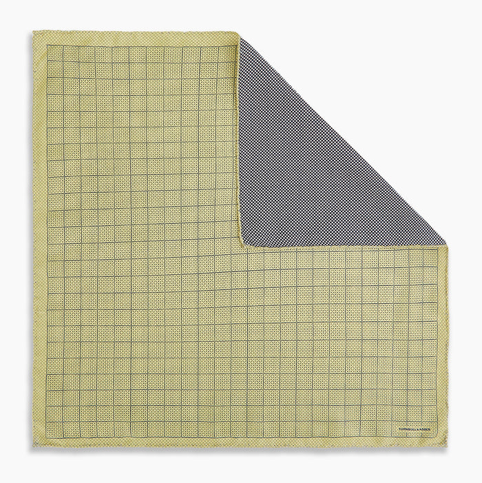 Checked Yellow Pocket Square in Silk Image 6