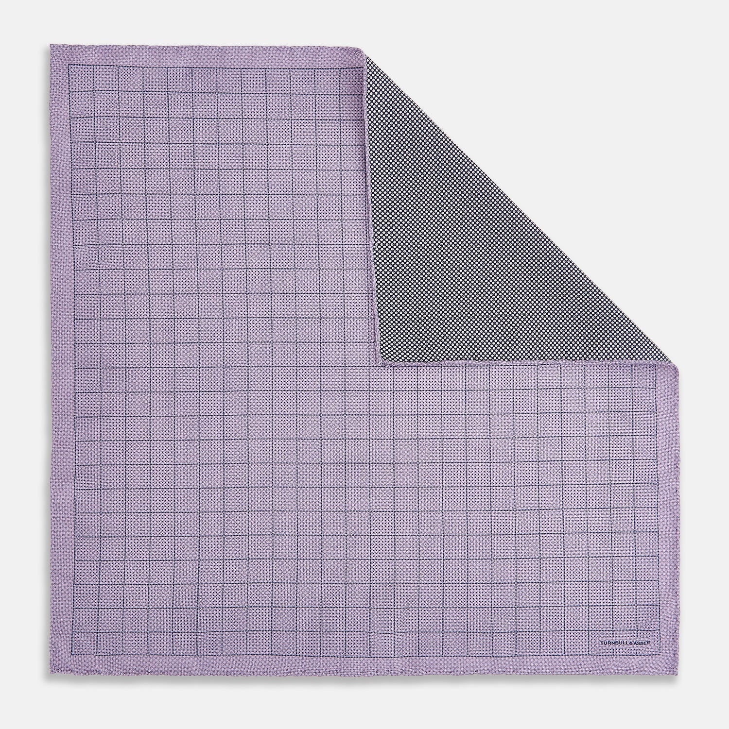 View 1 of product Checked Lilac Pocket Square in Silk