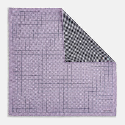 Checked Lilac Pocket Square in Silk Image 2