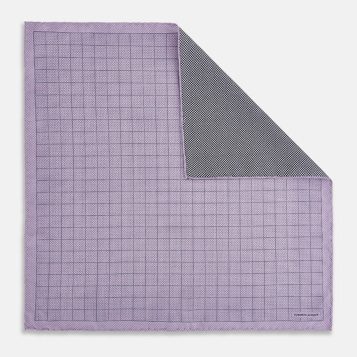 Checked Lilac Pocket Square in Silk Image 2