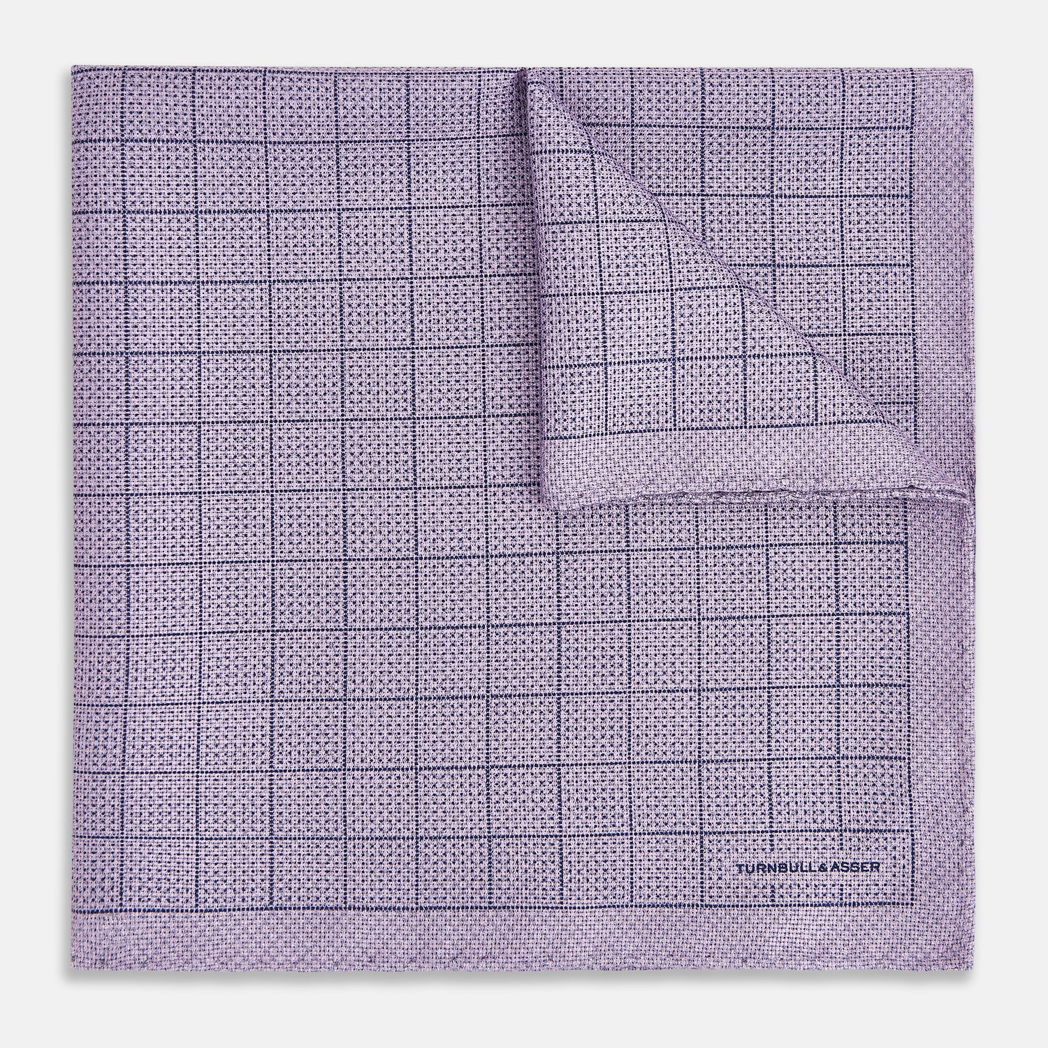View 2 of product Checked Lilac Pocket Square in Silk