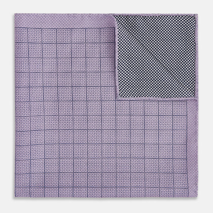 Checked Lilac Pocket Square in Silk Image 3