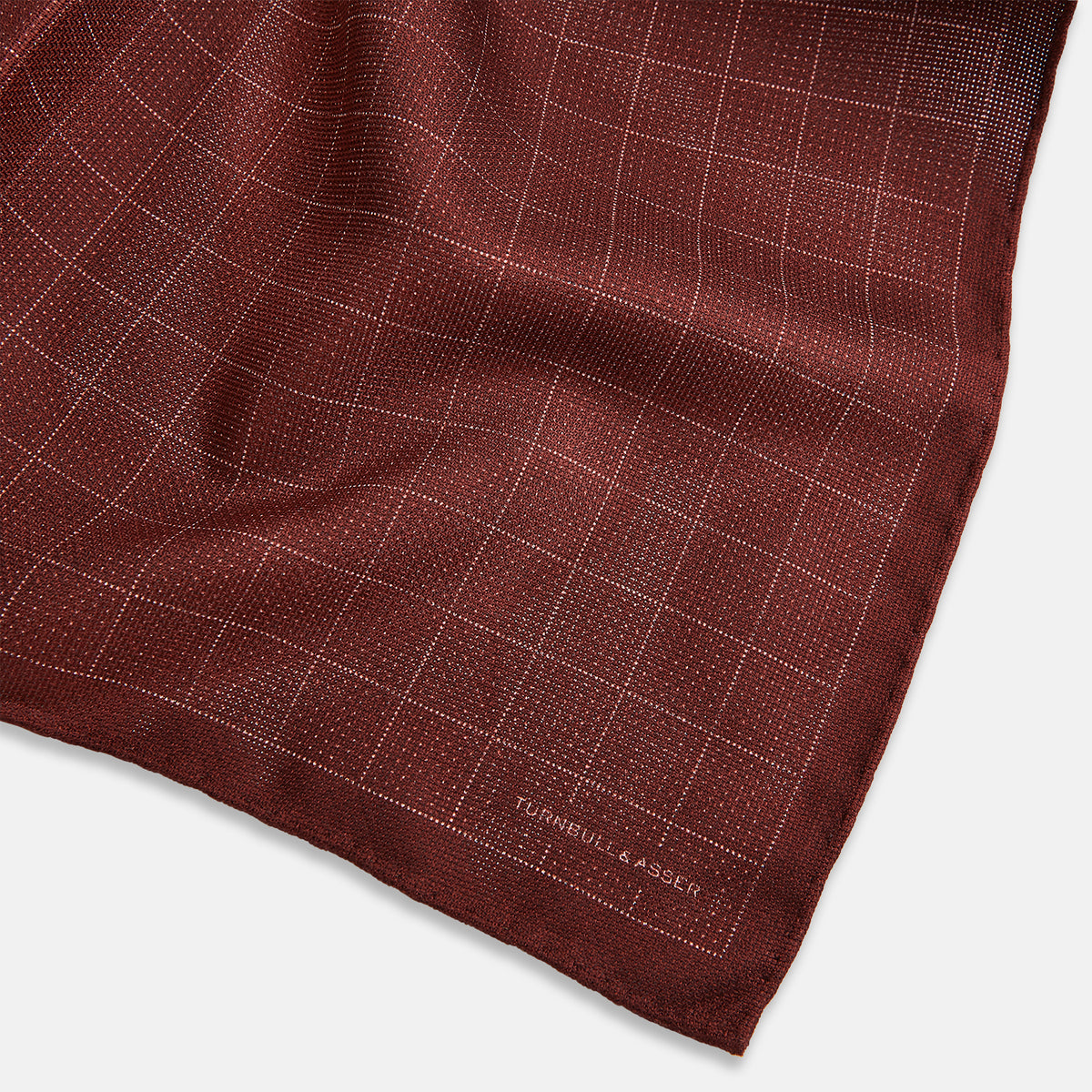 View 2 of product Checked Burgundy Pocket Square in Silk