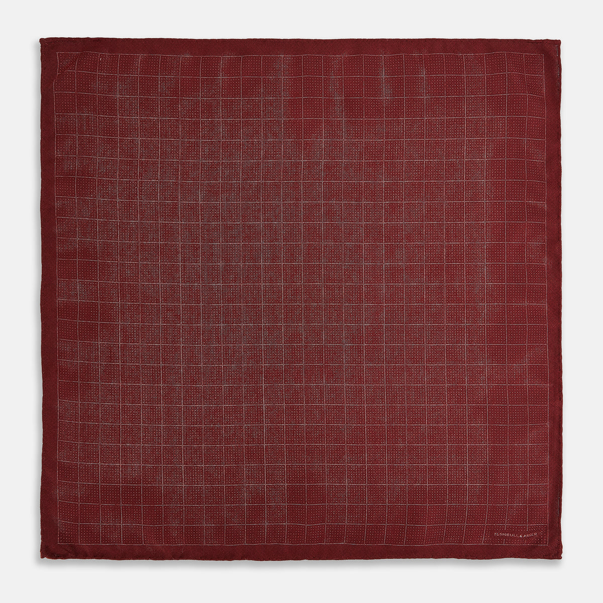 View 6 of product Checked Burgundy Pocket Square in Silk