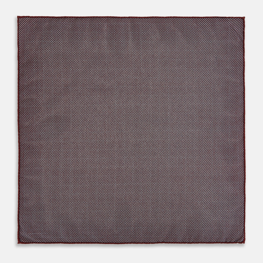 Checked Burgundy Pocket Square in Silk