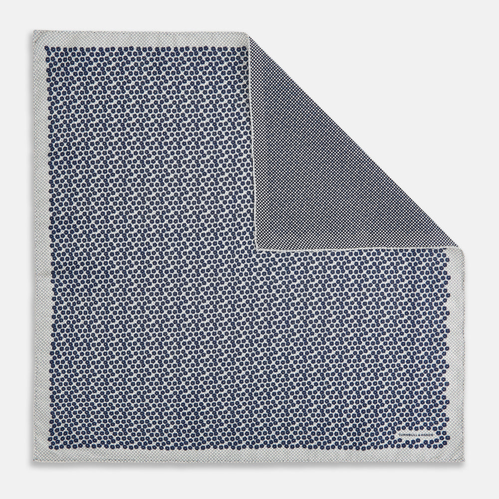 Floral Grey Pocket Square in Silk
