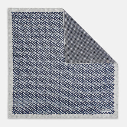 Floral Grey Pocket Square in Silk