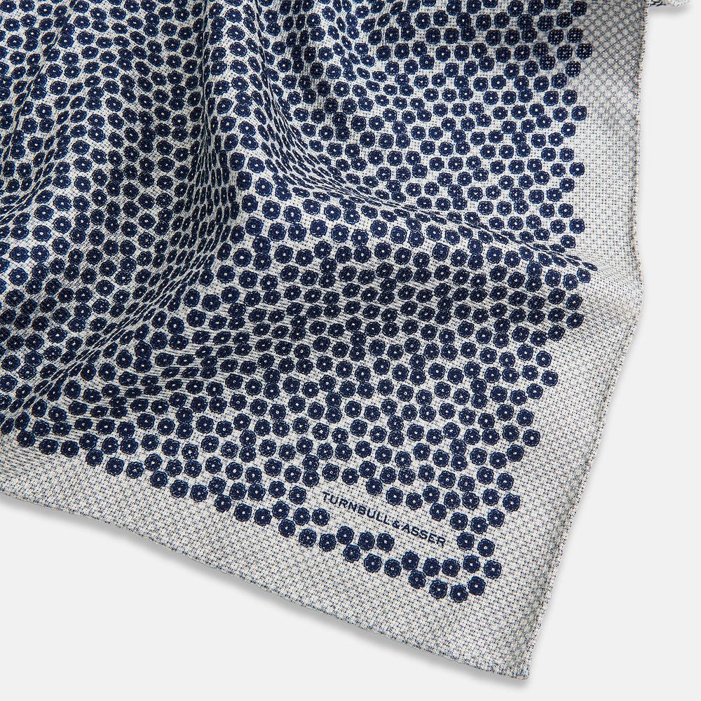 Floral Grey Pocket Square in Silk