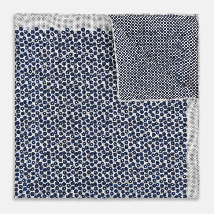 Floral Grey Pocket Square in Silk