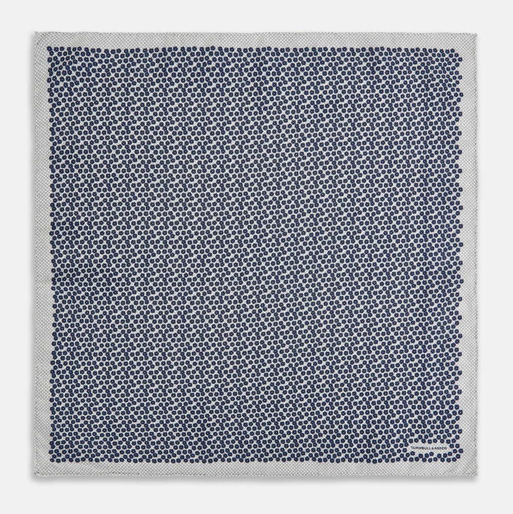 Floral Grey Pocket Square in Silk