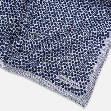 Floral Blue Pocket Square in Silk Image 1