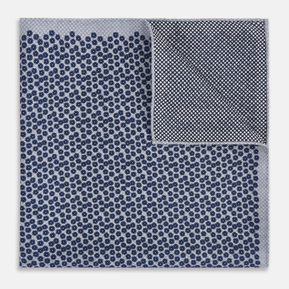 View 4 of product Floral Blue Pocket Square in Silk