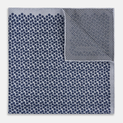 Floral Blue Pocket Square in Silk Image 3