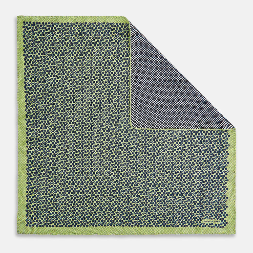 Floral Green Pocket Square in Silk