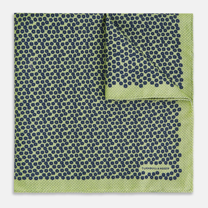 Floral Green Pocket Square in Silk