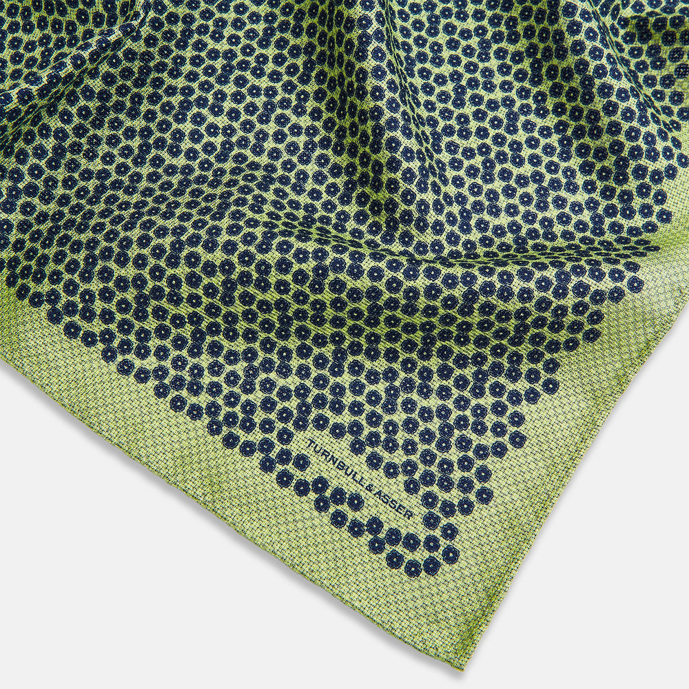 Floral Green Pocket Square in Silk