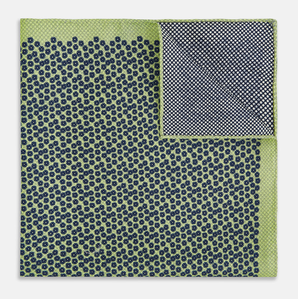 Floral Green Pocket Square in Silk