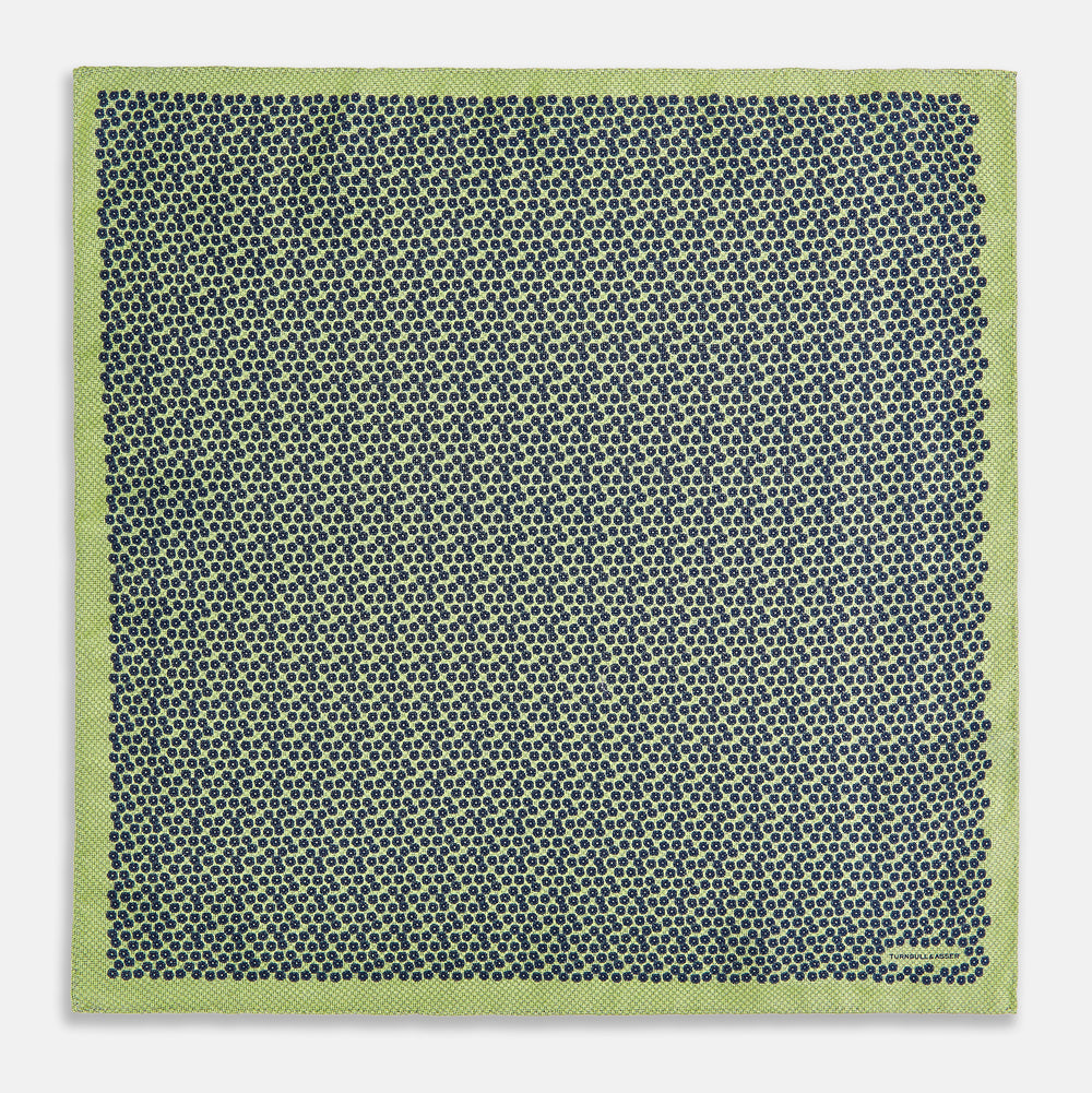 Floral Green Pocket Square in Silk