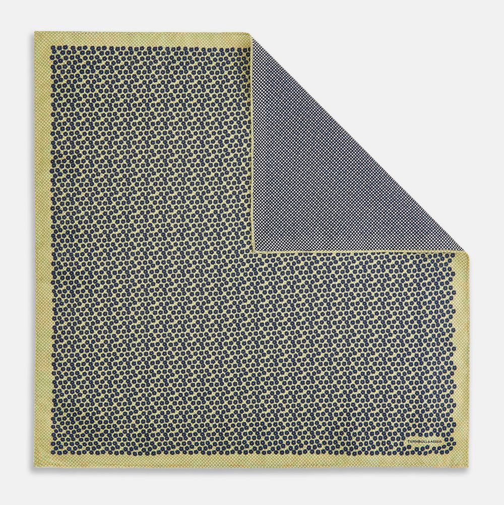 Floral Yellow Pocket Square in Silk