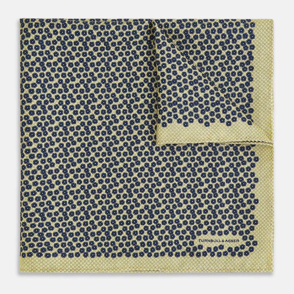 Floral Yellow Pocket Square in Silk