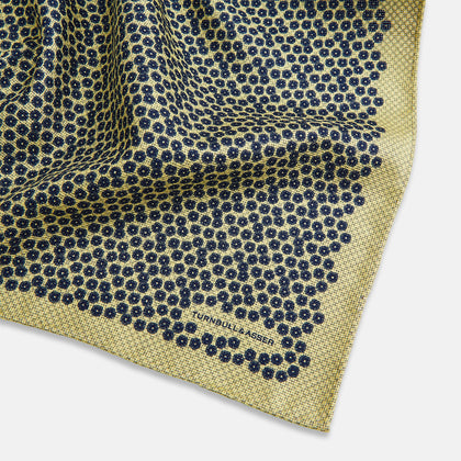 Floral Yellow Pocket Square in Silk Image 2