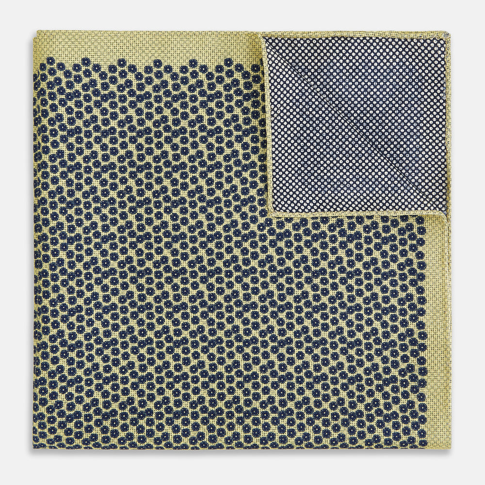 Floral Yellow Pocket Square in Silk