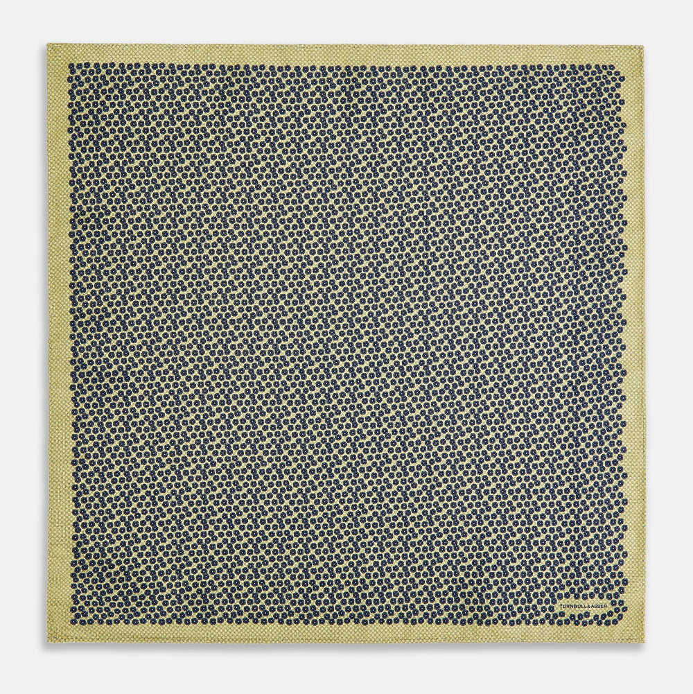 Floral Yellow Pocket Square in Silk
