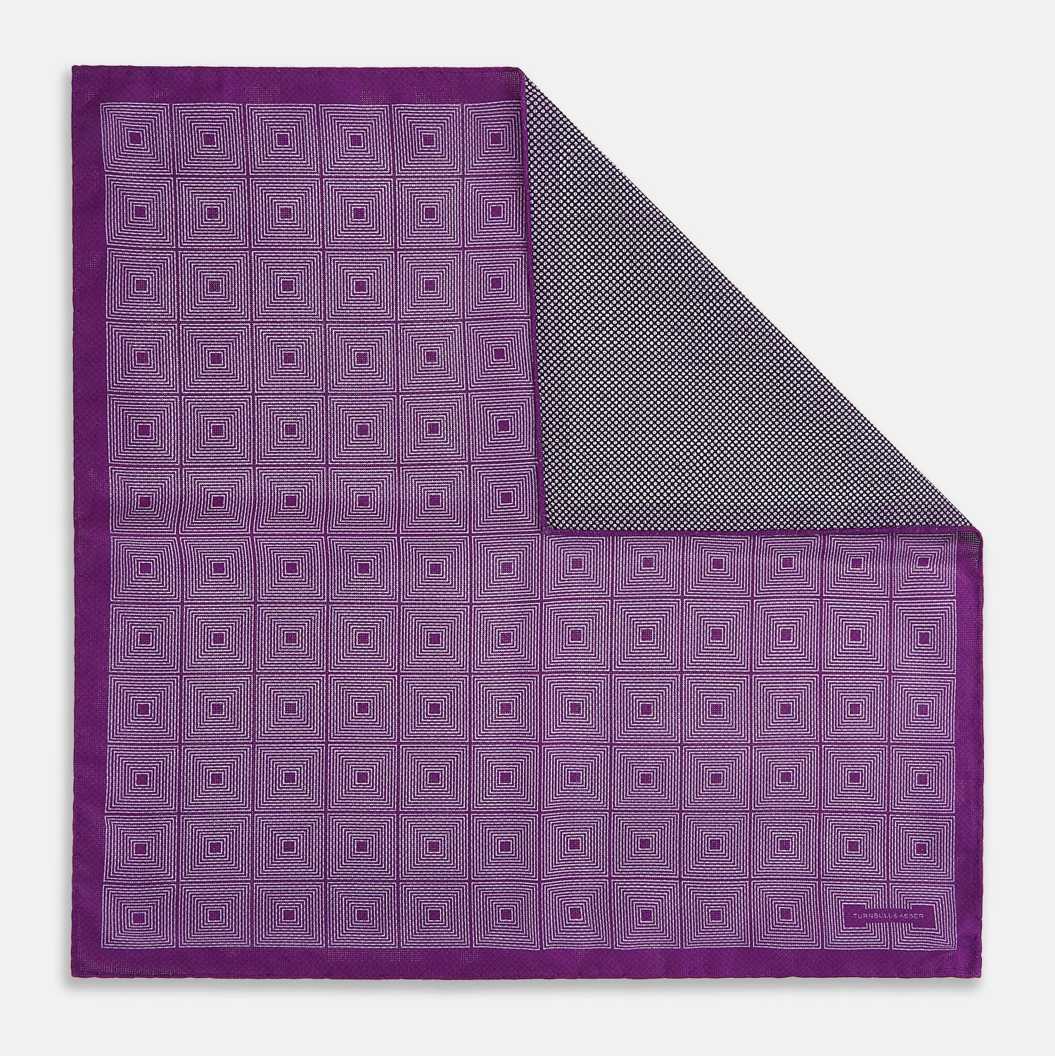 View 1 of product Geometric Purple Tile Pocket Square in Silk