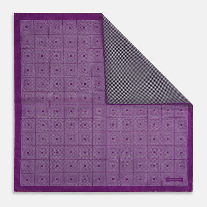 Geometric Purple Tile Pocket Square in Silk