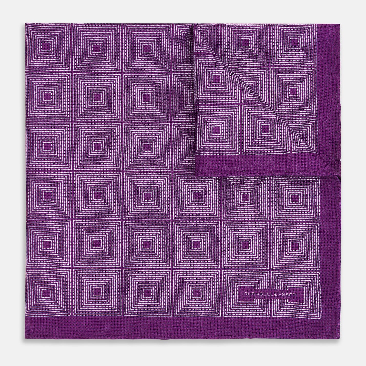 View 2 of product Geometric Purple Tile Pocket Square in Silk