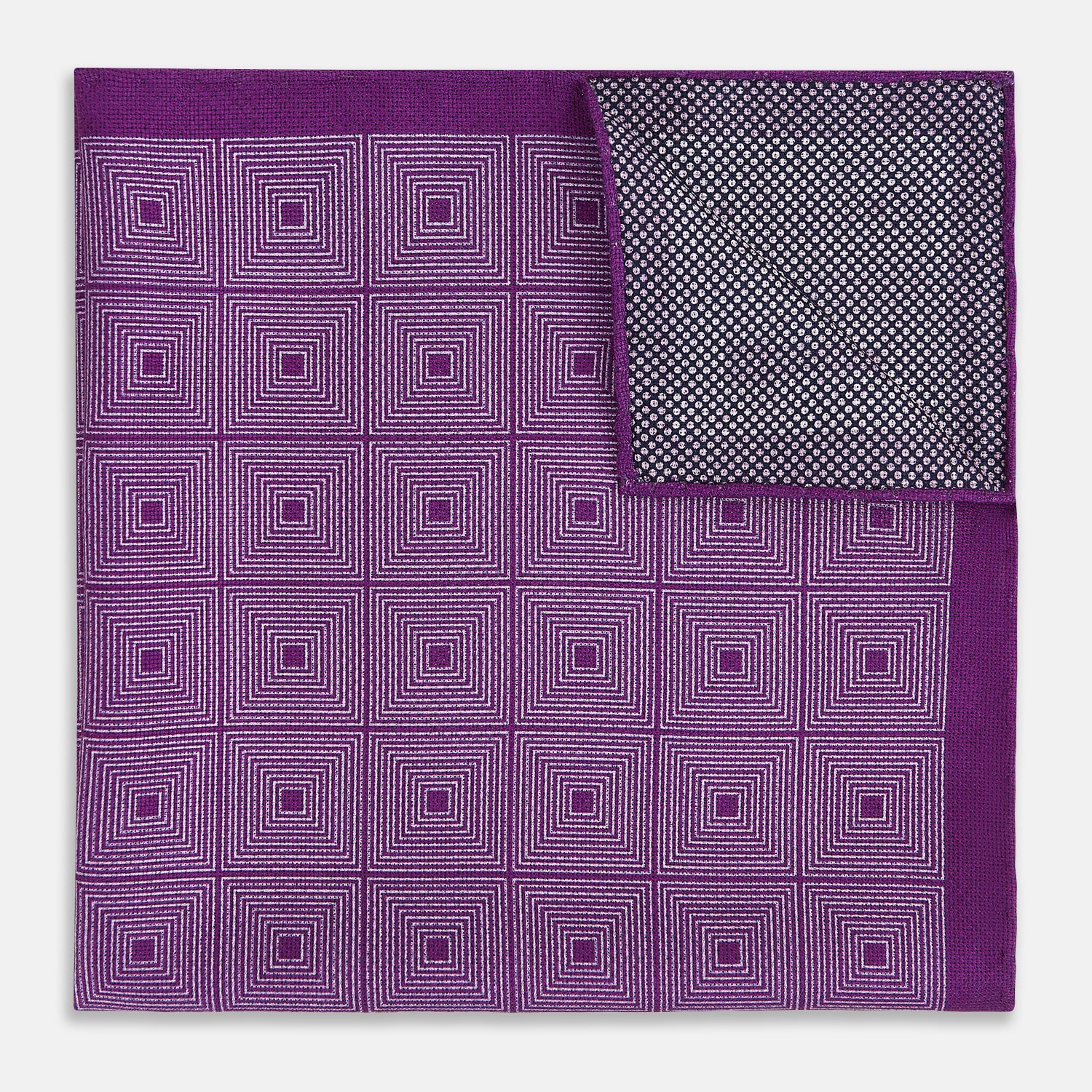 View 4 of product Geometric Purple Tile Pocket Square in Silk