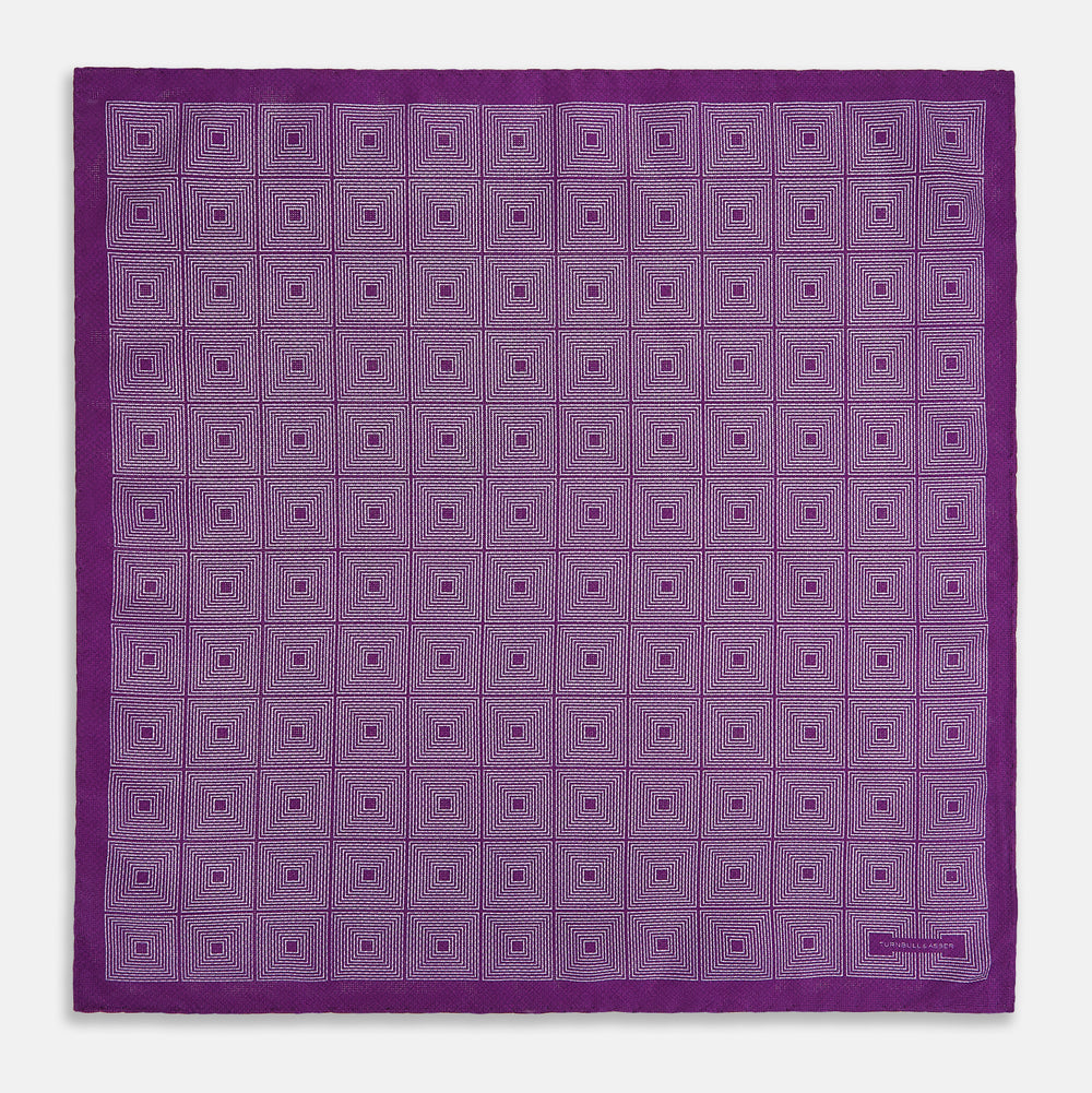 Geometric Purple Tile Pocket Square in Silk