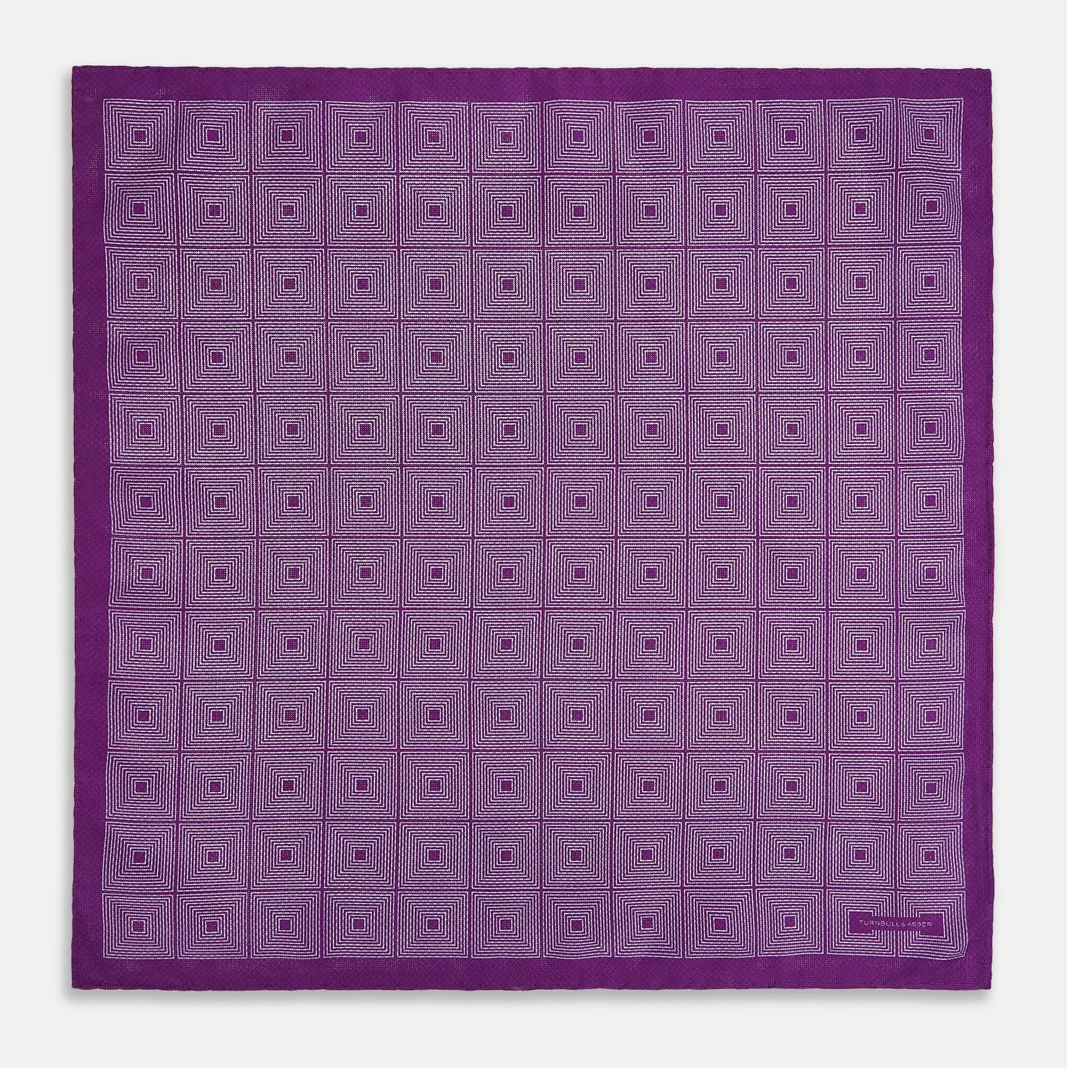 View 5 of product Geometric Purple Tile Pocket Square in Silk