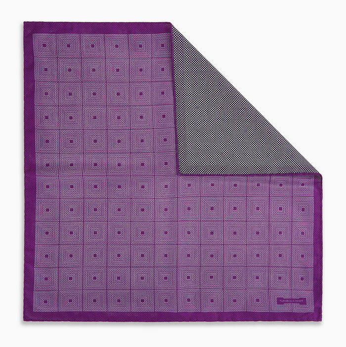 Geometric Purple Tile Pocket Square in Silk Image 6
