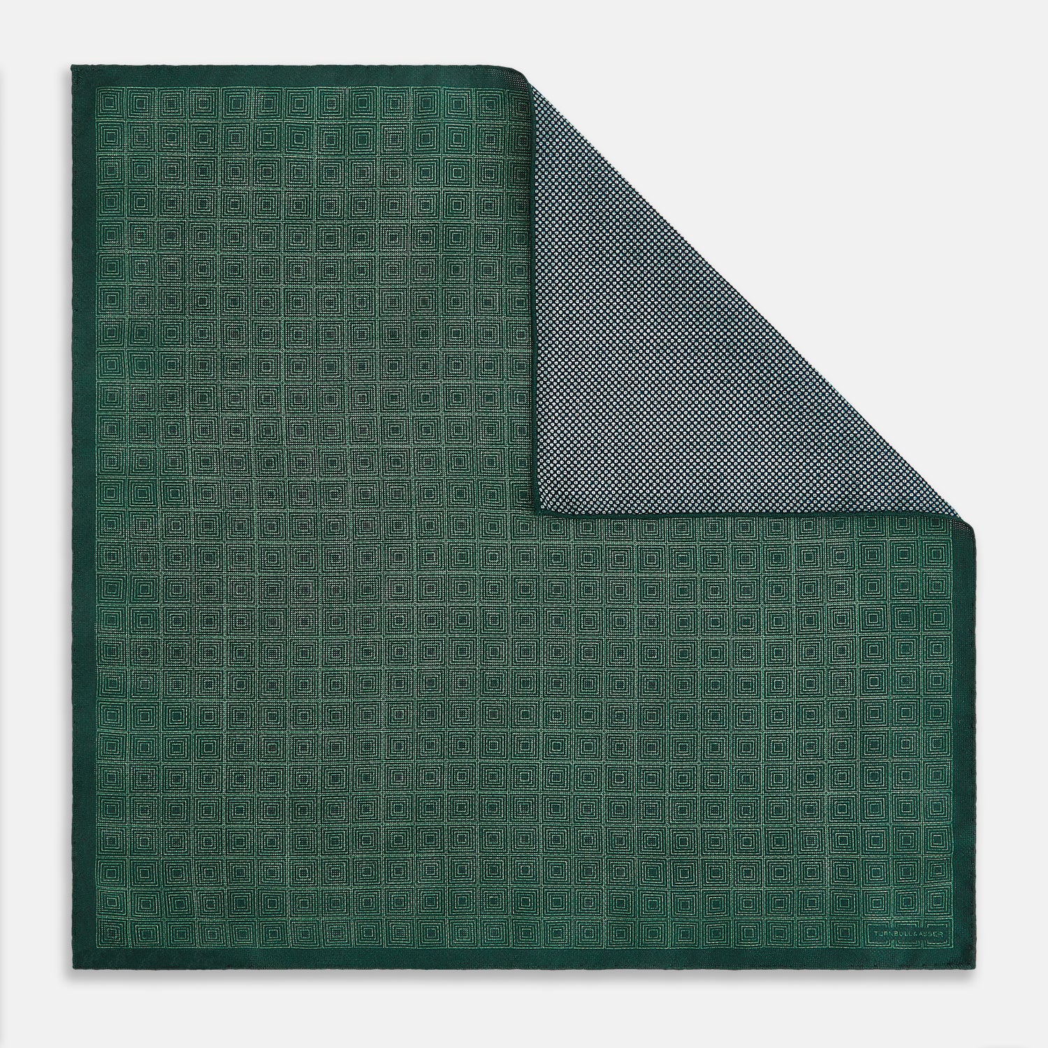 View 1 of product Geometric Green Tile Pocket Square in Silk