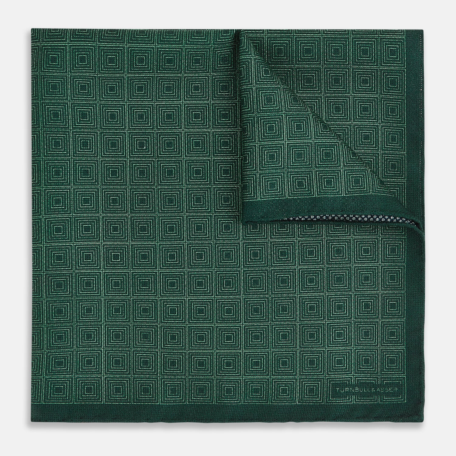 View 2 of product Geometric Green Tile Pocket Square in Silk