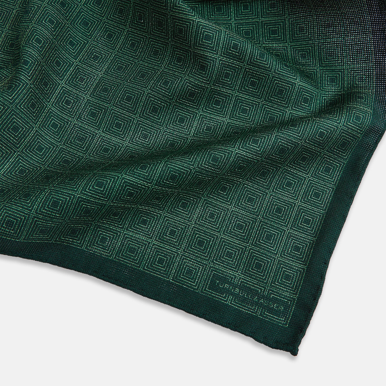 View 3 of product Geometric Green Tile Pocket Square in Silk