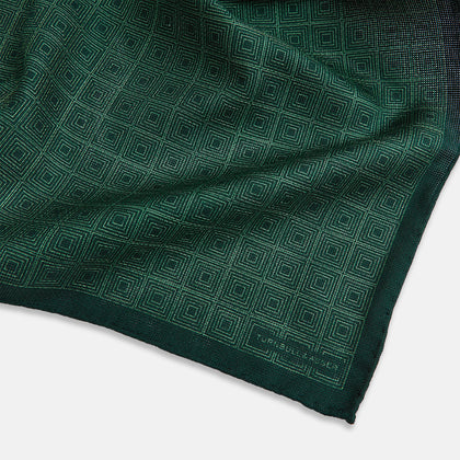 Geometric Green Tile Pocket Square in Silk Image 1