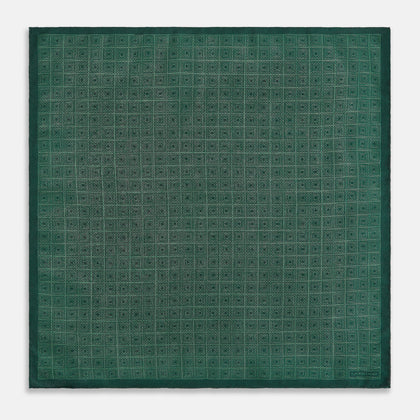 Geometric Green Tile Pocket Square in Silk Image 4