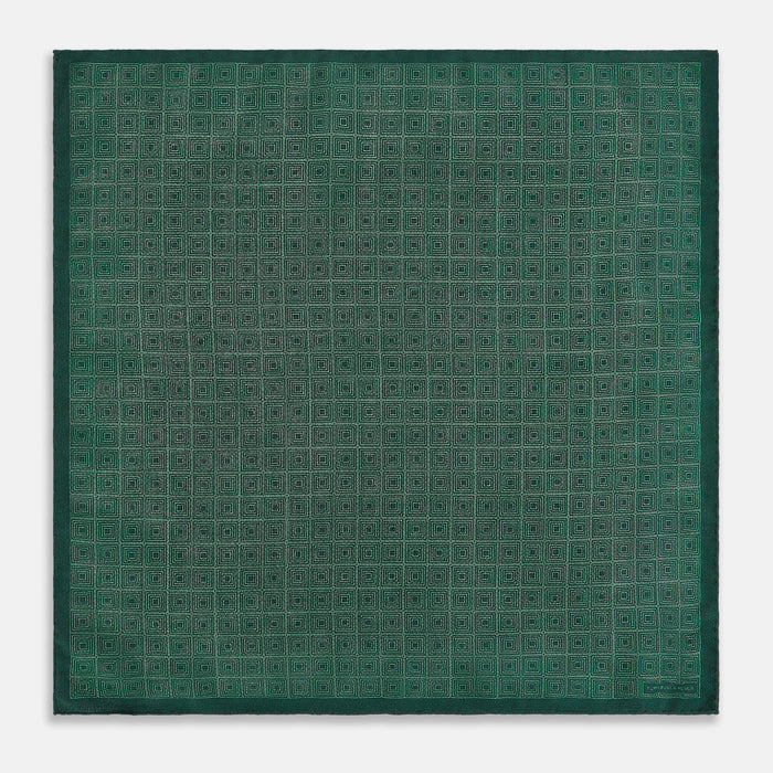 Geometric Green Tile Pocket Square in Silk Image 4